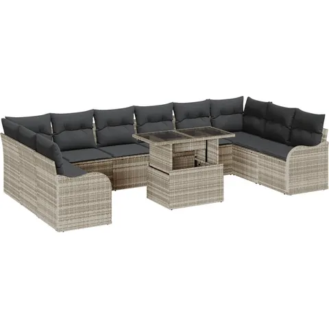 Ensemble de Canapés 11 pc Gris clair polyrotin vidaXL – image 3