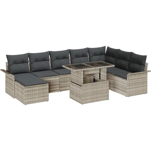 vidaXL Ensemble de canapé de jardin 9 pc Gris clair – 372789 – image 3