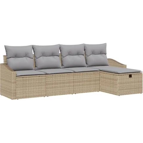 vidaXL Ensemble de Canapés 5 pc Beige polyrotin – 394620 – image 3