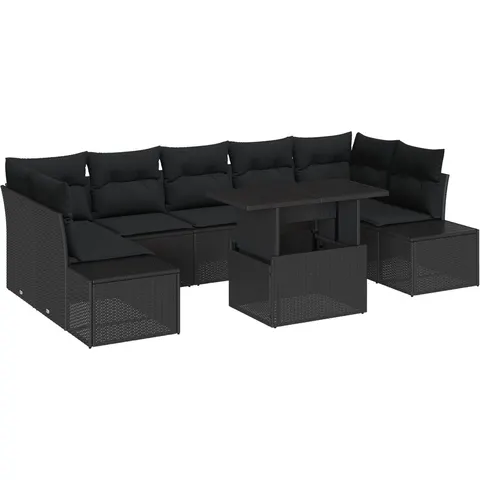vidaXL Ensemble de Canapés 8 pc Noir polyrotin – 992536 – image 2