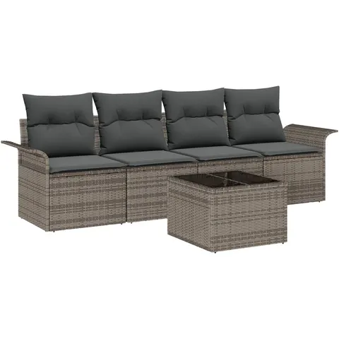 vidaXL Ensemble de Canapés 5 pc Gris polyrotin – 948151 – image 2