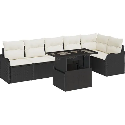 vidaXL Ensemble de Canapés 7 pc Noir Poly rotin – 985873 – image 2
