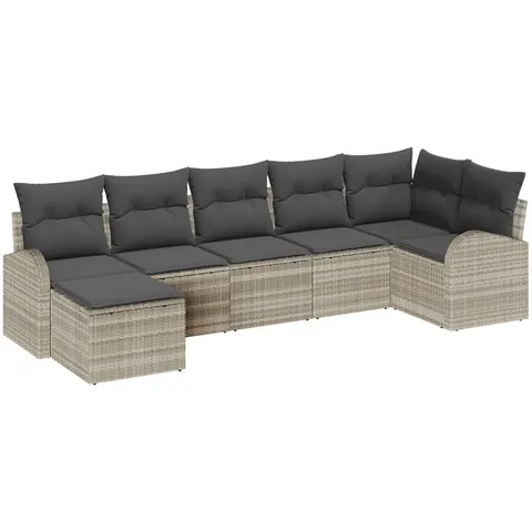 vidaXL Ensemble de canapé de jardin 7 pc Gris clair – 957184 – image 3