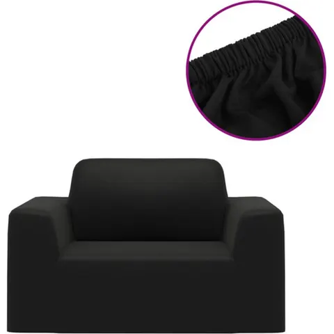 vidaXL Housse extensible de canapé Noir Jersey de polyester – image 2