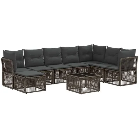 vidaXL Ensemble de canapé de jardin 9 pc Gris polyrotin – 516538 – image 2