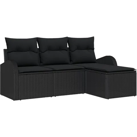 vidaXL Ensemble de Canapés 4 pc Noir polyrotin – 349330 – image 2