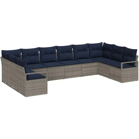 vidaXL Ensemble de Canapés 10 pc Gris polyrotin – image 3