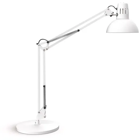 MAULstudy Bureaulamp - Metaal - Wit - E27 Fitting - Kantelbare Arm - Tafellamp – afbeelding 2