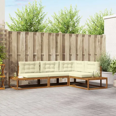 vidaXL Ensemble de canapés d'extérieur 4 pc 4 place Naturel et Crème – 484390 – image 3