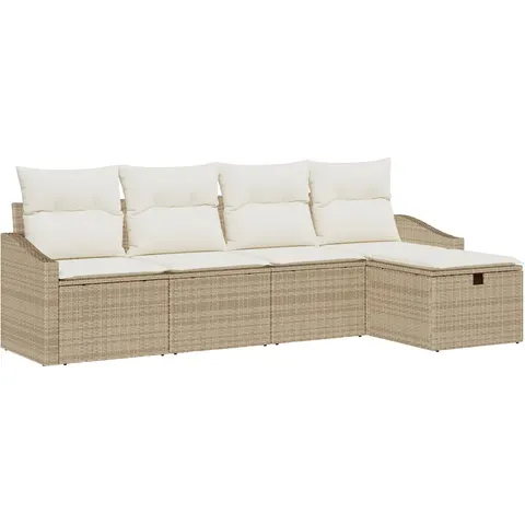 vidaXL Ensemble de Canapés 5 pc Beige polyrotin – 394637 – image 2