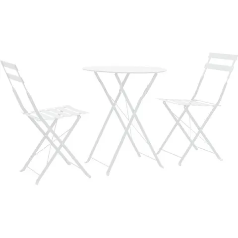 vidaXL - 3-delige - Bistroset - staal - wit – afbeelding 2