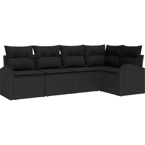 vidaXL Ensemble de Canapés avec coussin Noir Polyester – 956293 – image 2
