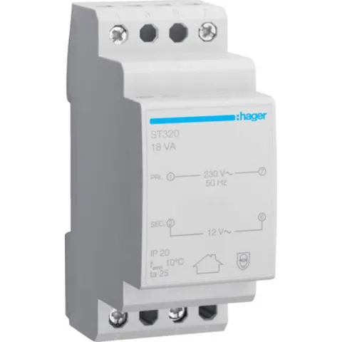 Hager ST320 Veiligheidstransformator 12 V 1.5 A – afbeelding 2