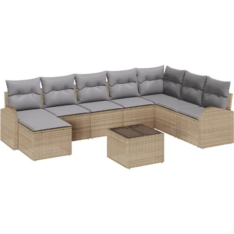 vidaXL Ensemble de Canapés 9 pc Beige et gris clair polyrotin – image 3