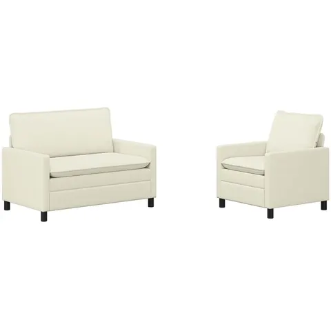 vidaXL Ensemble de Canapés 2 pc Crème Tissu – 593343 – image 2