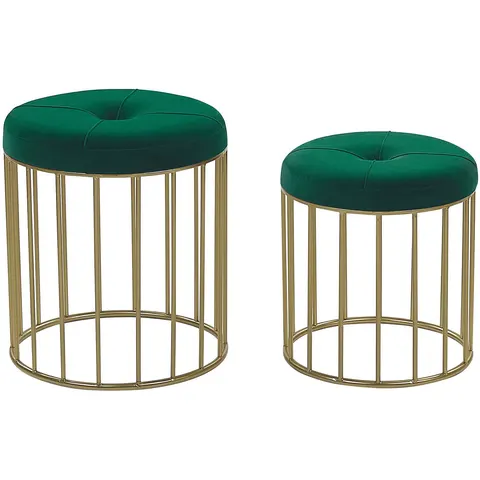 LUBBOCK - Hocker - Donkergroen - Fluweel – afbeelding 2