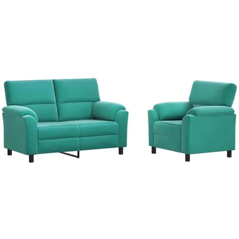 vidaXL Ensemble de Canapés 2 pcs Turquoise Velours – 294658 – image 2