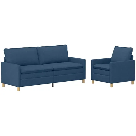 vidaXL Ensemble de Canapés 2 pc Bleu Tissu – 593992 – image 2