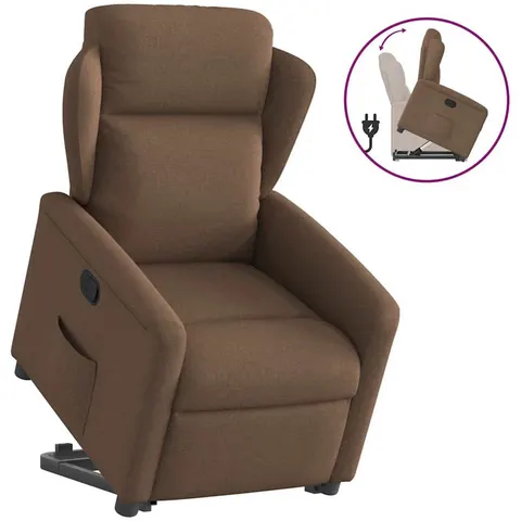 vidaXL Fauteuil inclinable Marron Tissu – 961205 – image 2