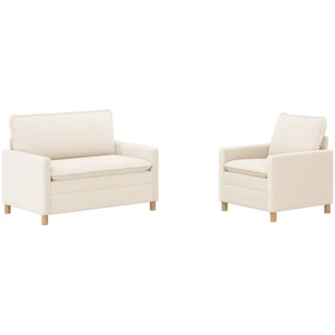 vidaXL Ensemble de Canapés 2 pc Crème Tissu – 593275 – image 2