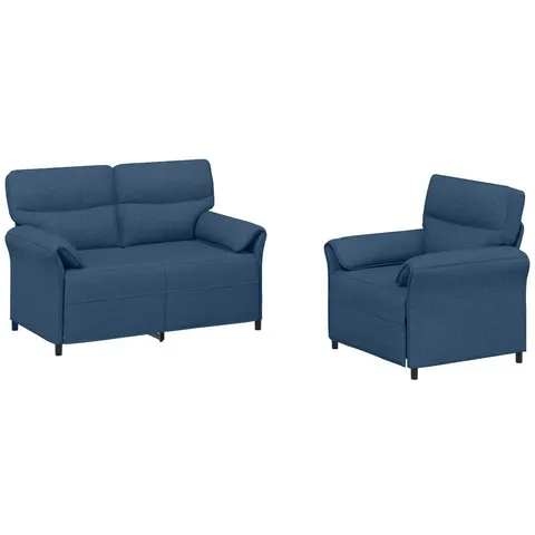 vidaXL Ensemble de Canapés 2 pc Bleu Tissu – 776289 – image 2