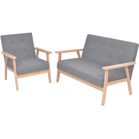 vidaXL Ensemble de canapés 2 pcs Tissu Gris clair – 956396 – image 2