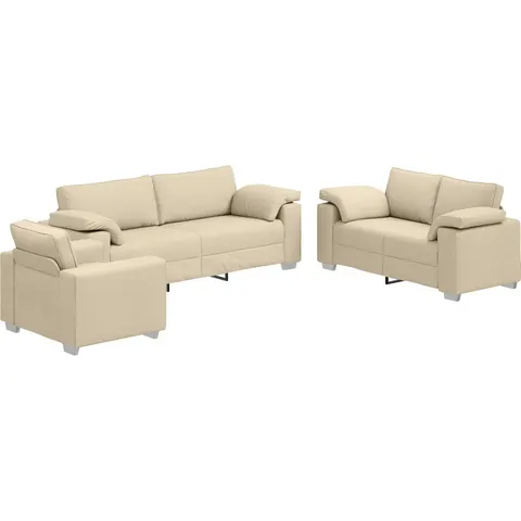 vidaXL Canapé 3 pc Crème tissu – 678447 – image 2