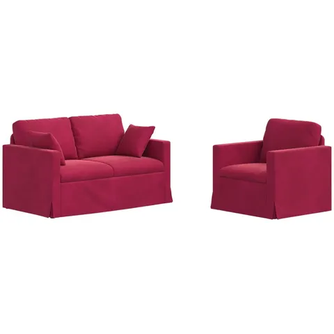 vidaXL Ensemble de Canapés 2 pc Bordeaux Velours – 373990 – image 3