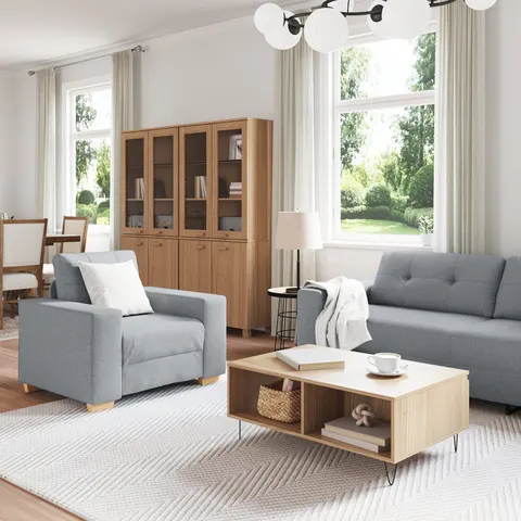 vidaXL Canapé 3 pc Gris clair tissu – 678072 – image 3