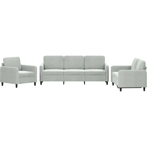 vidaXL Ensemble de canapés 3 pcs gris clair velours – 069015 – image 2