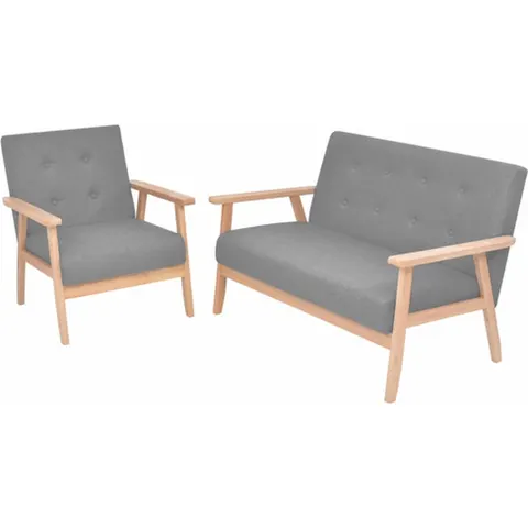 vidaXL Ensemble de canapés 2 pcs Tissu Gris clair – 606024 – image 2