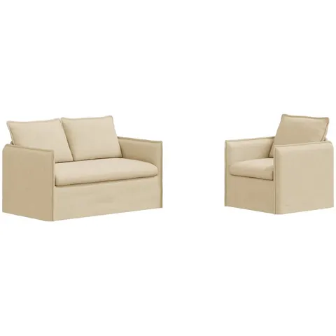vidaXL Ensemble de Canapés 2 pc Crème Tissu – 374157 – image 3