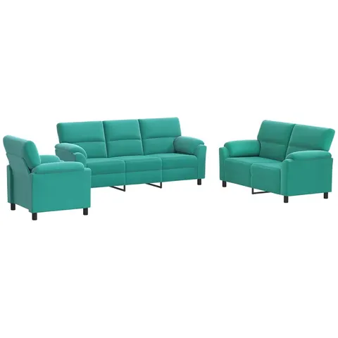 vidaXL Ensemble de Canapés 3 pcs Turquoise Velours – 295211 – image 2