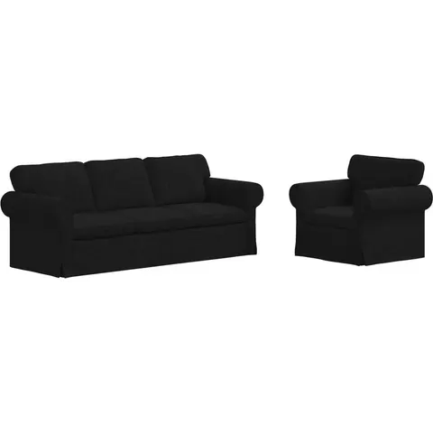 vidaXL Ensemble de Canapés 2 pc Noir tissu – 374638 – image 2