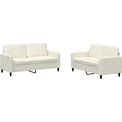 vidaXL Ensemble de canapés 2 pcs crème velours – 069497 – image 2