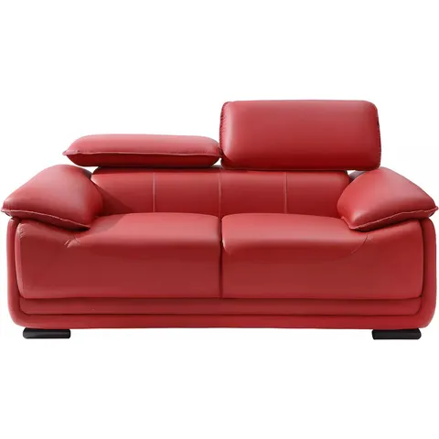 Vente-unique Tweezitsbank van leer MACELO - Rood – afbeelding 2