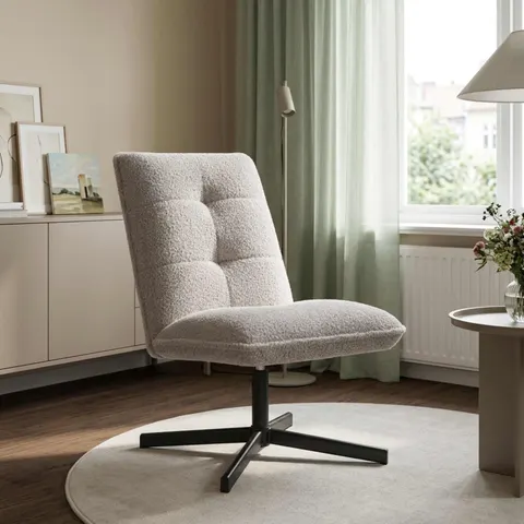 vidaXL Chaise pivotante Gris clair Bouclé – image 2