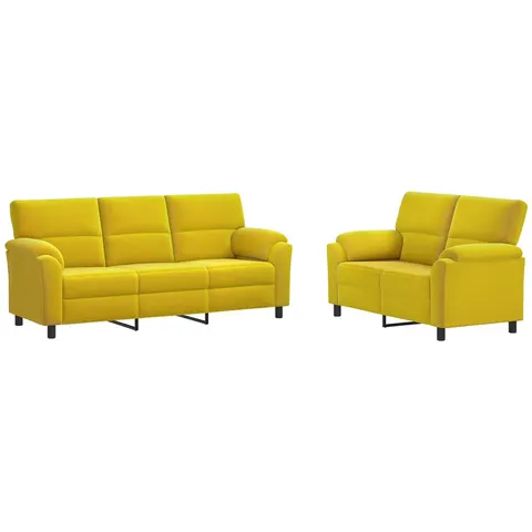 vidaXL Ensemble de Canapés 2 pcs Jaune Velours – 295327 – image 2