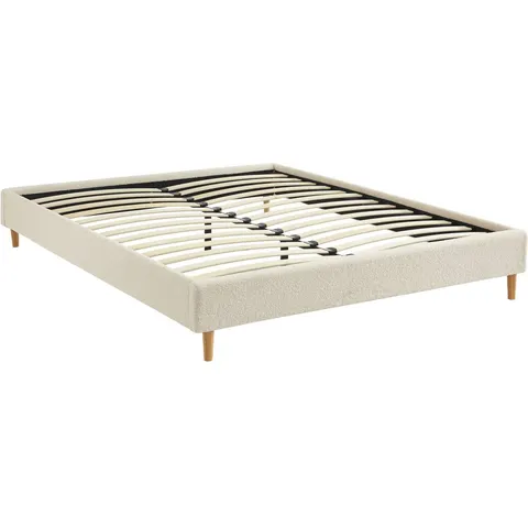 sweeek - Bed met lattenbodem, bouclé afwerking, wit – 508418 – afbeelding 2