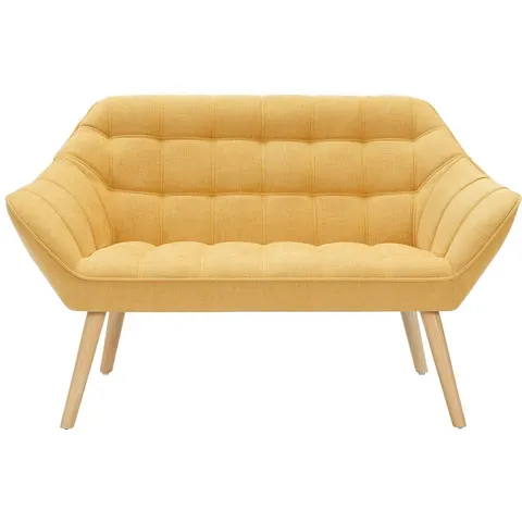 vente-unique.com Canapé fixe polyester 2 places jaune moutarde Jaune 127x77x73cm – image 3
