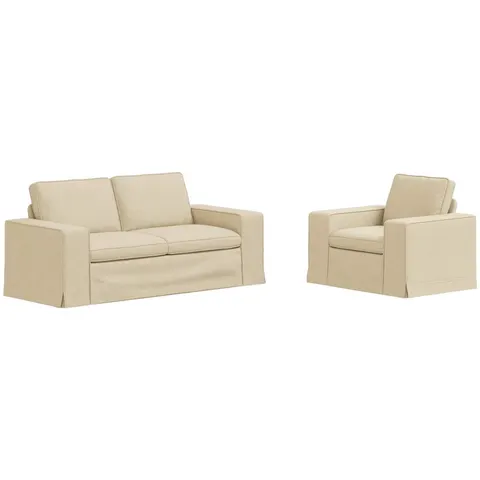 vidaXL Ensemble de Canapés 2 pc Crème tissu – 374362 – image 2