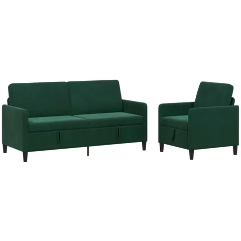vidaXL Canapé avec rangement 2 pc Vert foncé Polyester – 202813 – image 2