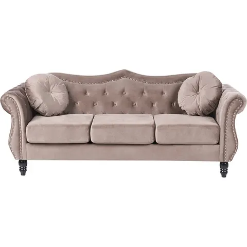 SKIEN - Driezitsbank - Taupe - Fluweel – afbeelding 2