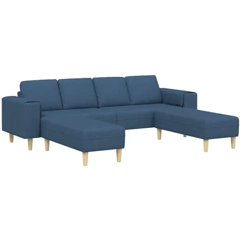 vidaXL Canapé de salon 3 pc Bleu Polyester – image 3