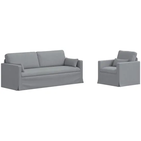 vidaXL Ensemble de Canapés 2 pc Gris clair tissu – 374683 – image 2