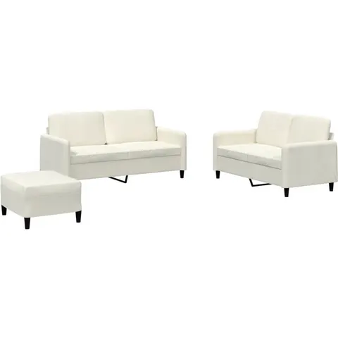 vidaXL Ensemble de canapés 3 pcs crème velours – 069596 – image 2
