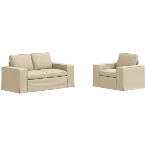 vidaXL Ensemble de Canapés 2 pc Crème tissu – 373921 – image 3