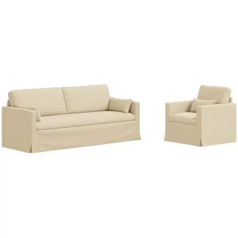 vidaXL Ensemble de Canapés 2 pc Crème tissu – 374737 – image 3