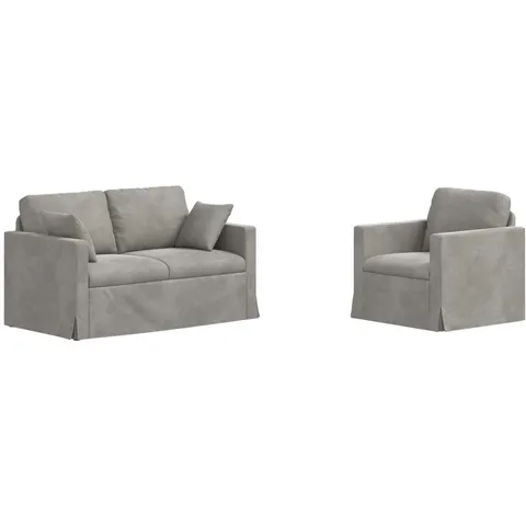 vidaXL Ensemble de Canapés 2 pc Gris clair Velours – 373945 – image 3