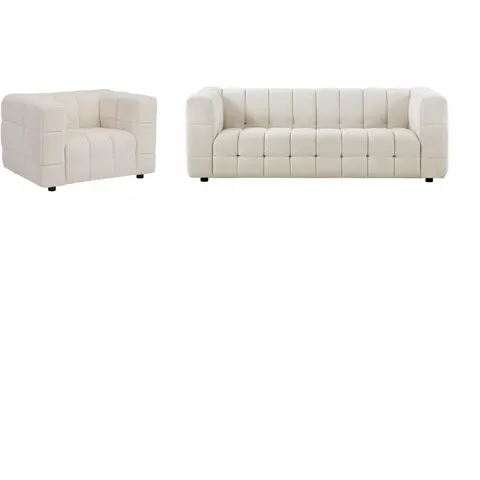 vente-unique.com Ensemble canapé fauteuil polyester blanc 213x72x89cm – image 3